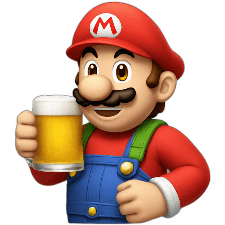 Mario drinking beer emoji