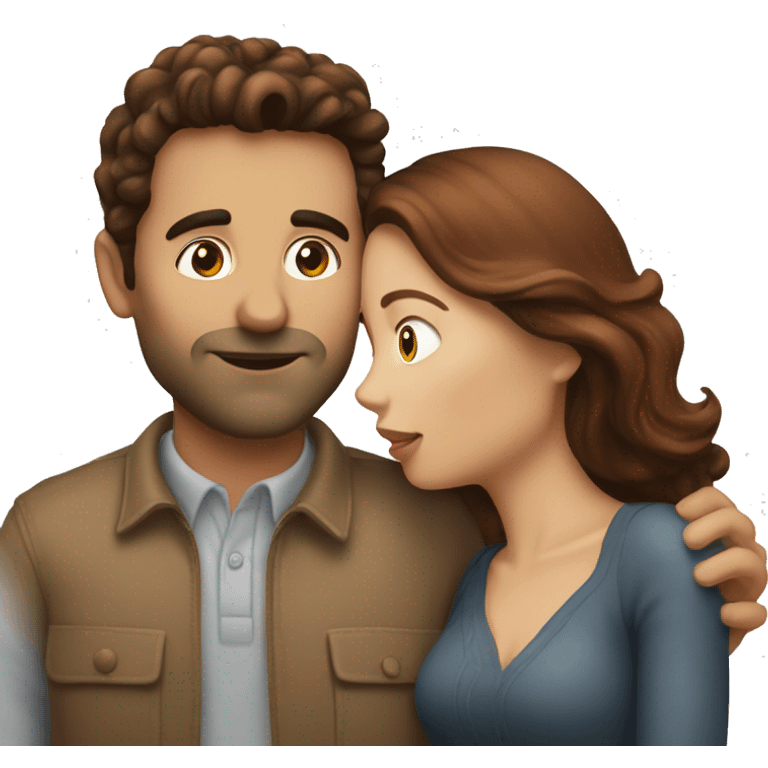 A brunette kissing a chestnut-haired man emoji