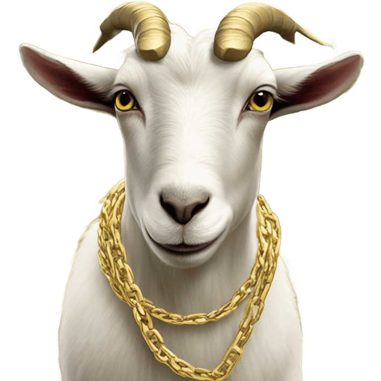 A Goat with gold chains and money and a cap  emoji