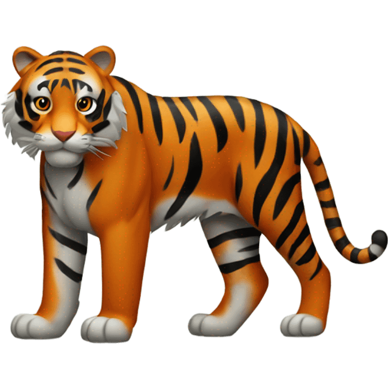 Tiger with a black skin and orange stripes emoji