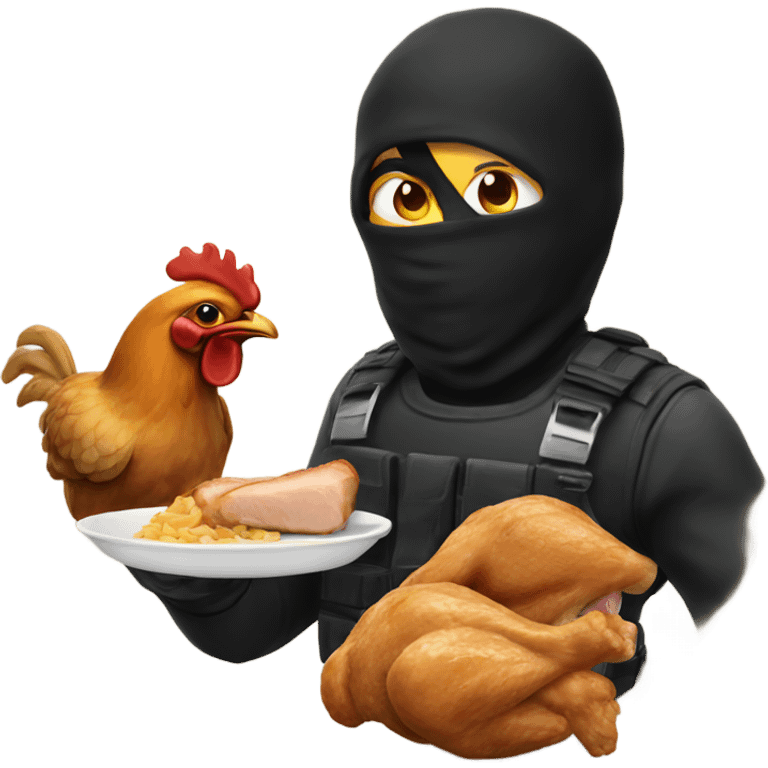 Robber eating chicken  emoji