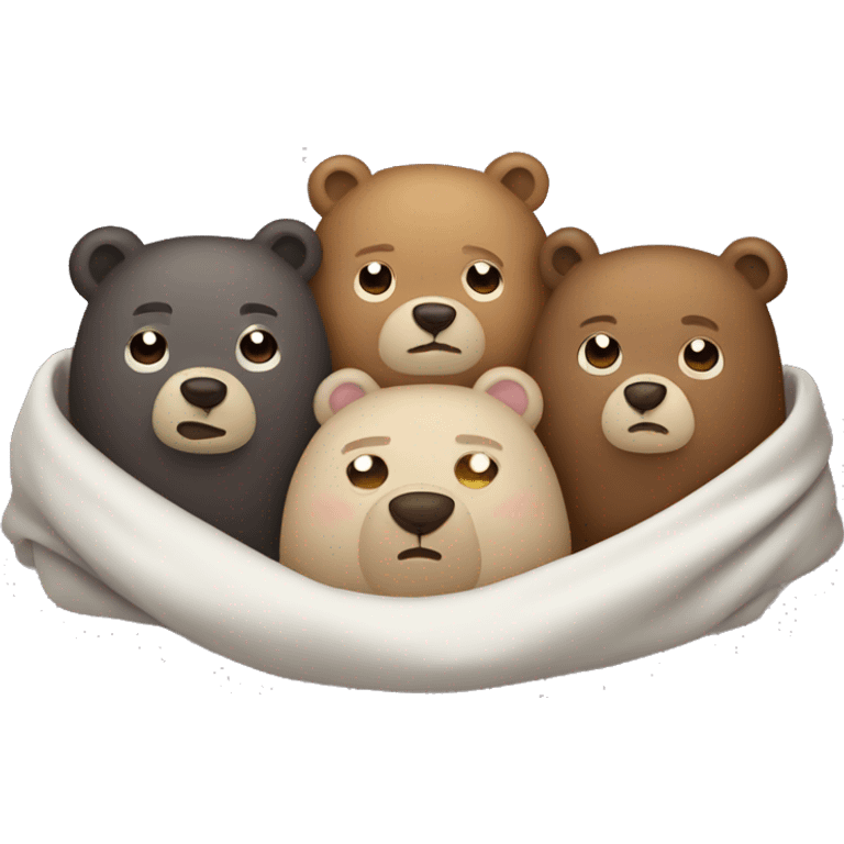 Three bears cozy in blanket emoji