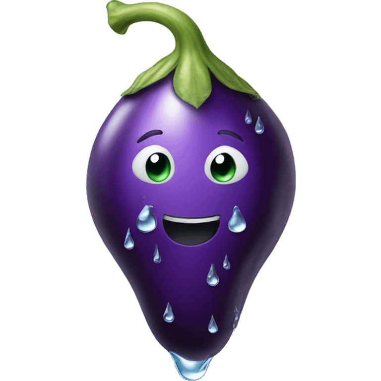 eggplant with water drops emoji