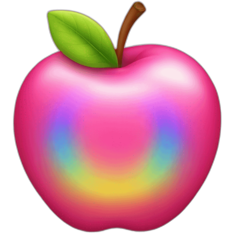 pink apple with rainbow emoji