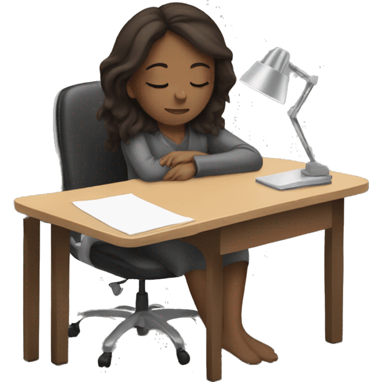 Brunette girl sleeping at desk emoji