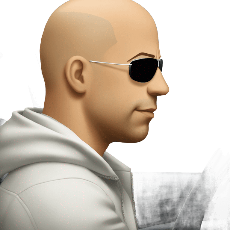 Vin Diesel in profile driving a car emoji