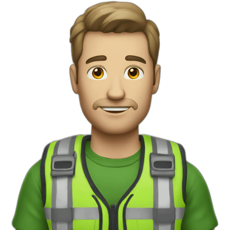 man in high green viss vest emoji