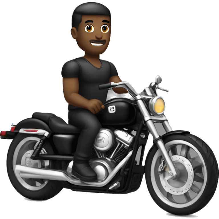 Muscle white man in black custom bike emoji