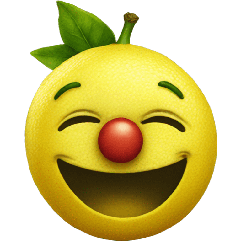 lemon with a clown face emoji