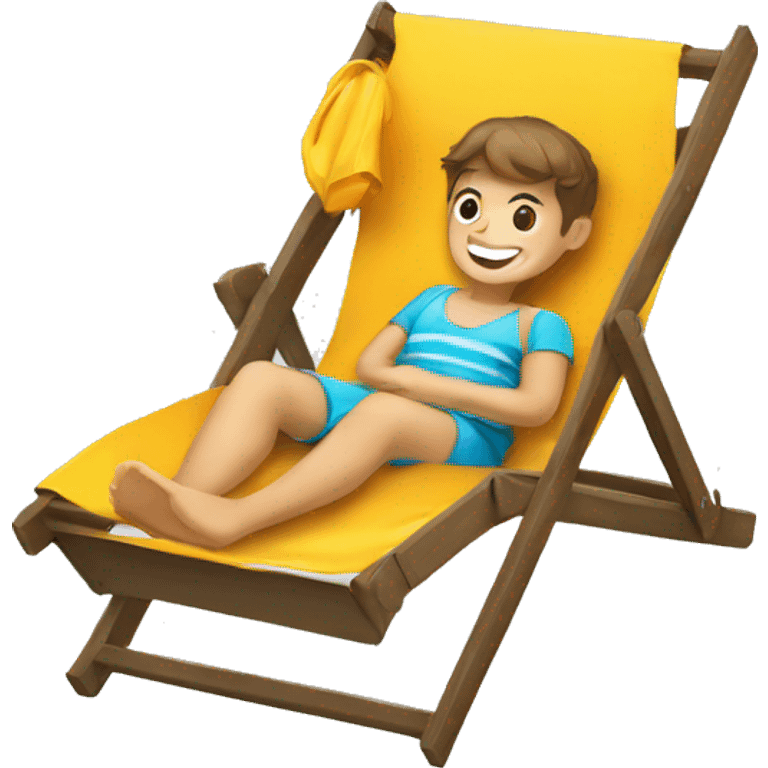 A kid relaxing in a beach chair  emoji