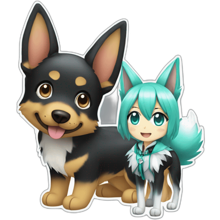 Hatsune miku with a German shepherd emoji