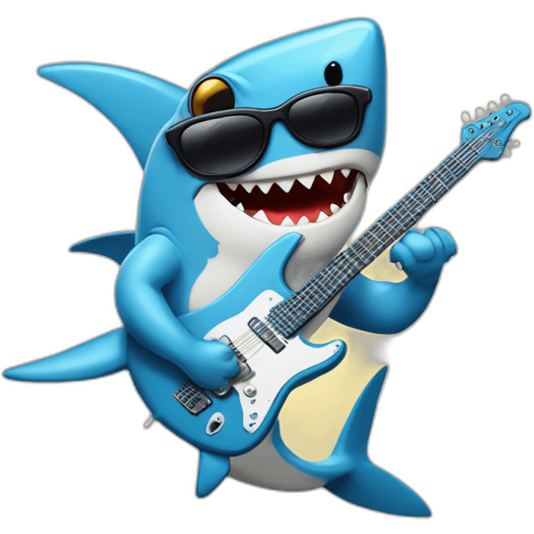 Shark with sunglases and an electric gitar emoji