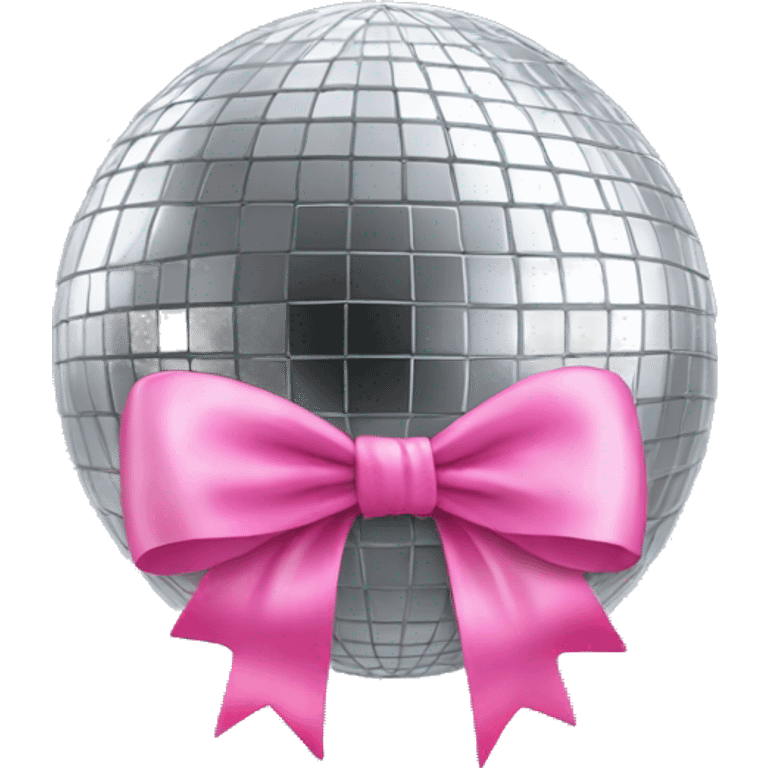 disco ball with pink bow on the top emoji