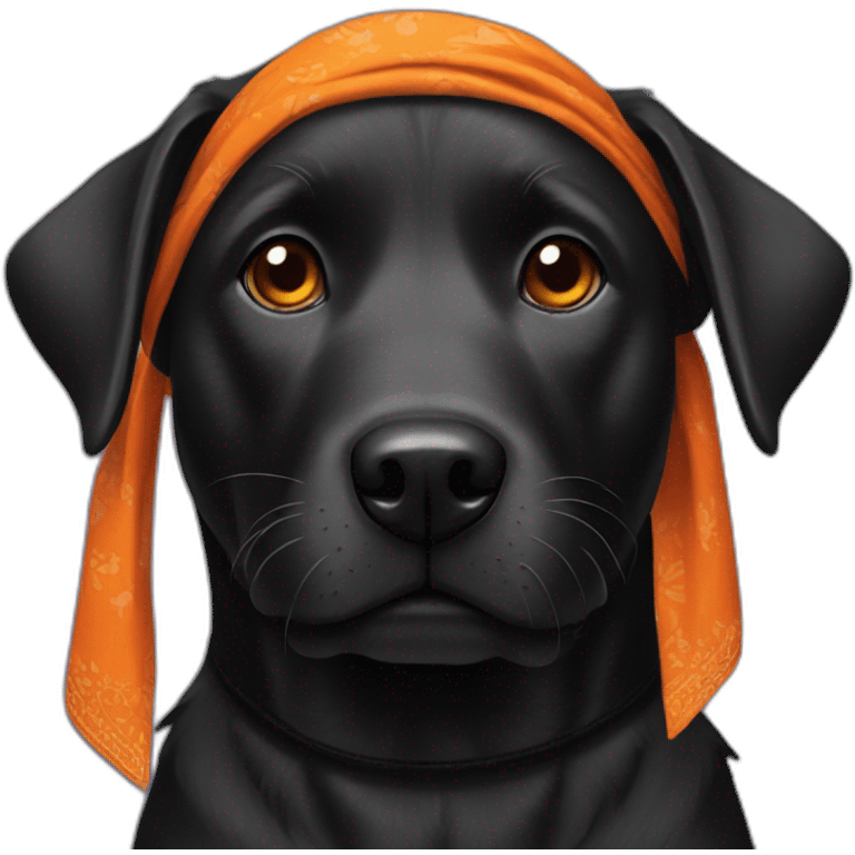 black dog with orange bandana around neck emoji