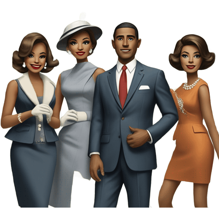 1960s ratpack with ladies and money emoji