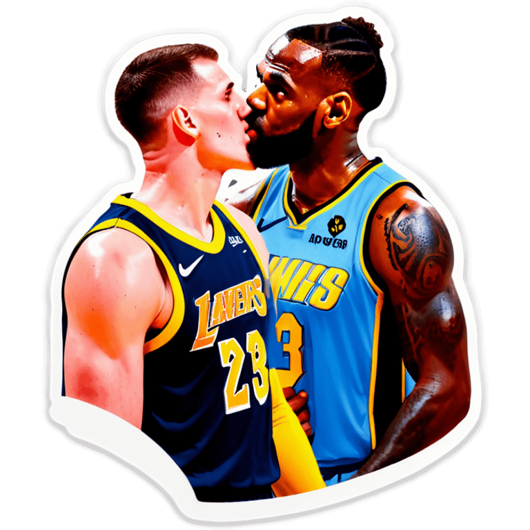 LeBron James kissing Nikola Jokic emoji