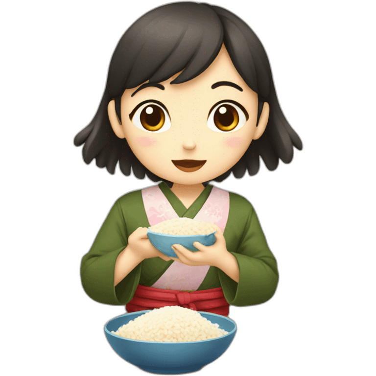 japanese girl eating rice emoji