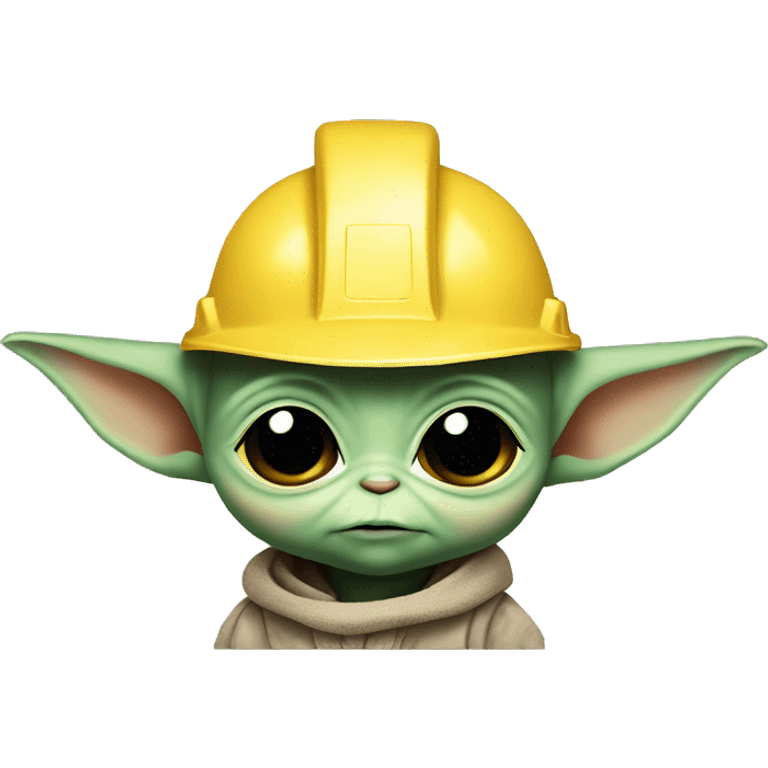 Baby Yoda  wore a yellow construction helmet emoji