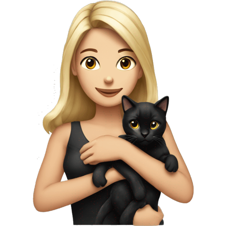 Pretty woman holding Black cat emoji