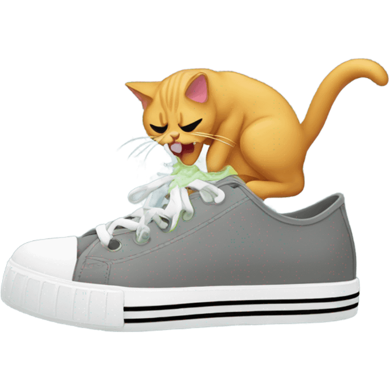 cat vomiting shoes emoji