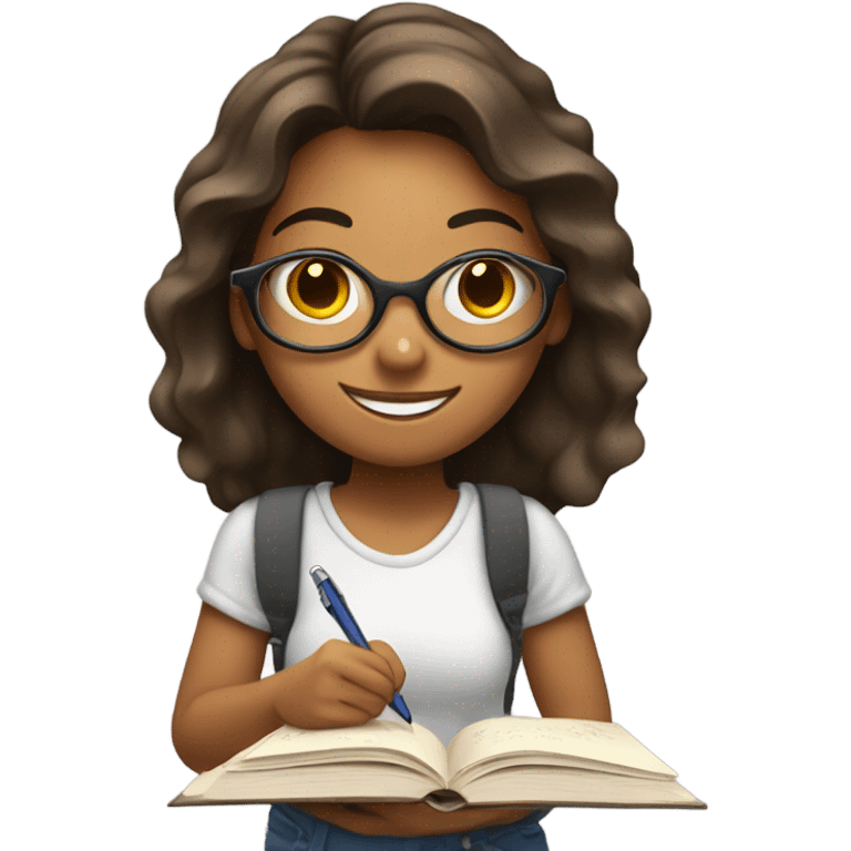 smiling girl studying theme emoji