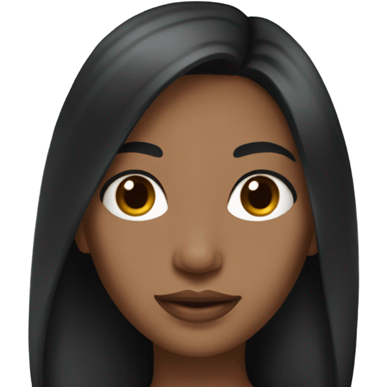 Model with long black hair and brown skin emoji