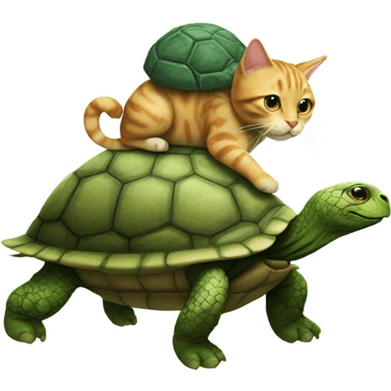 Cat riding a turtle emoji