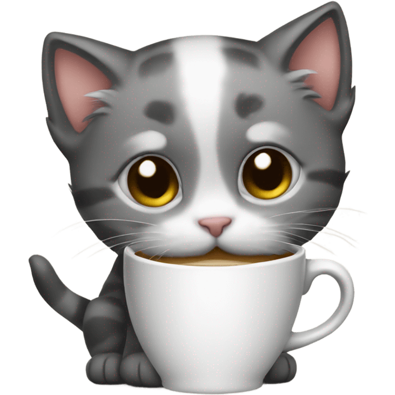 Kitten holding a kitten mug emoji