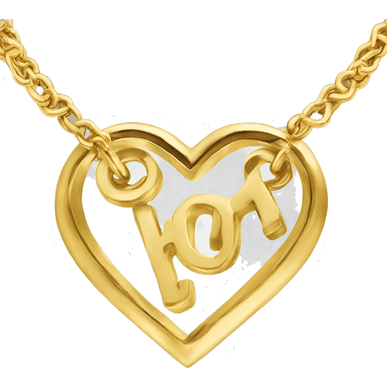 Heart shaped gold necklace with a letter Son it  emoji