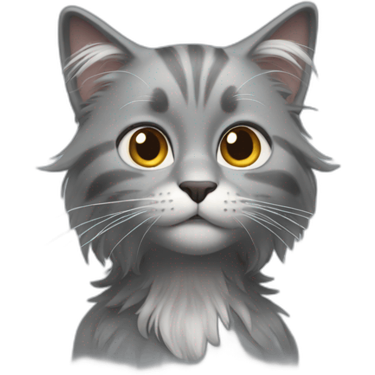 Pixar long hair cat grey emoji