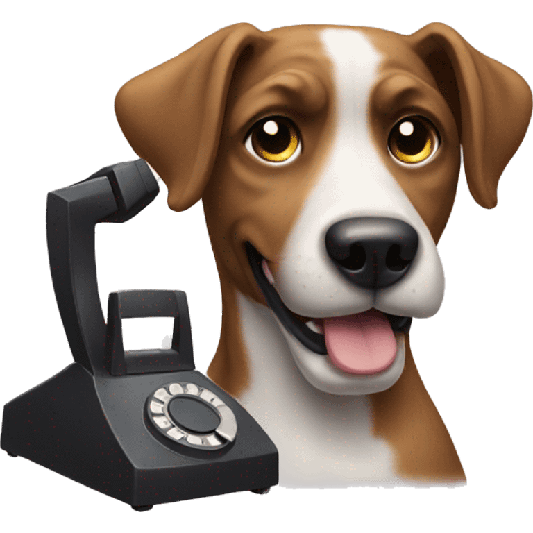 dog with a telephone emoji