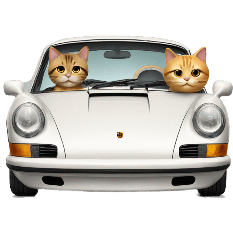 three cool cats in a porsche emoji