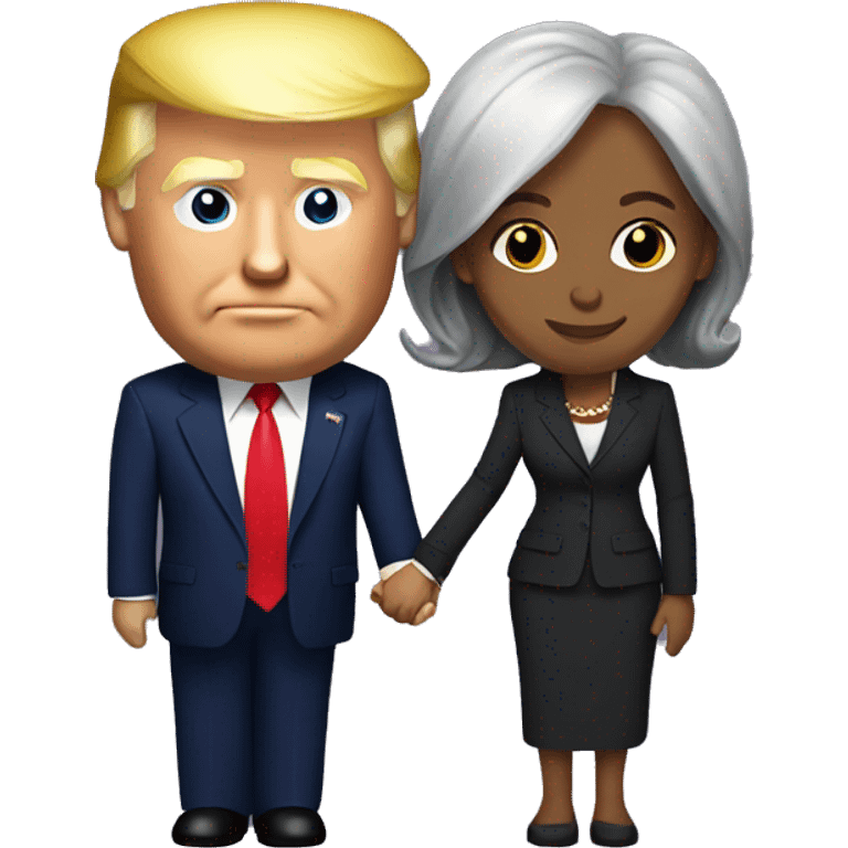 donald trump holding hands with kamala harris emoji