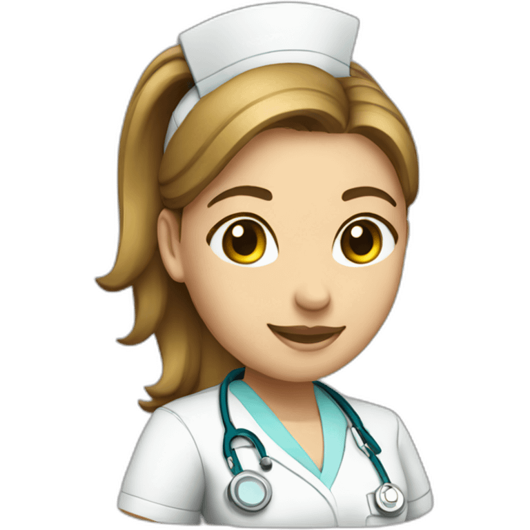 woman nurse ponytail scrubs emoji