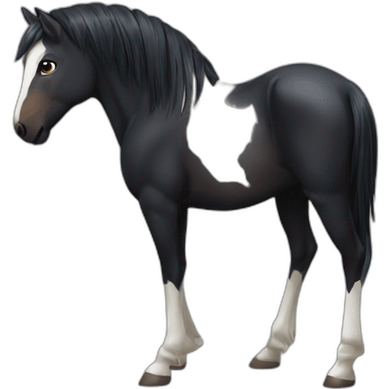 chevaux sauvage KAWAI noir frison emoji