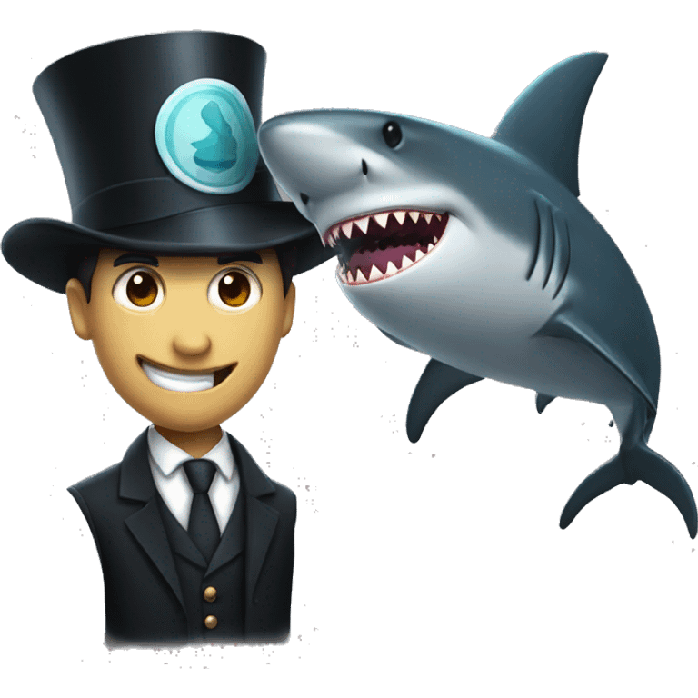 tophat and shark emoji