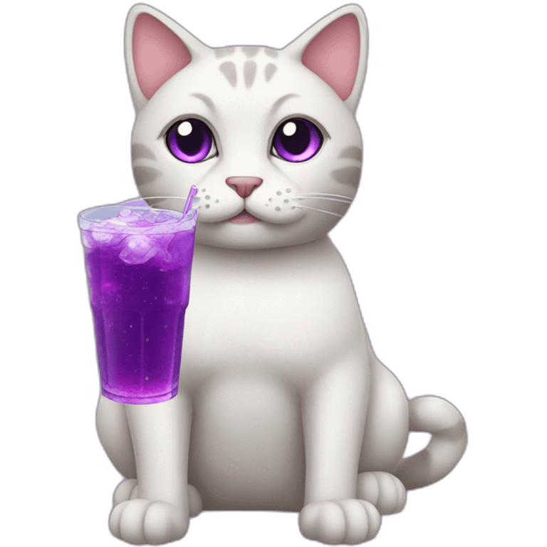 Cat siping purple soda emoji