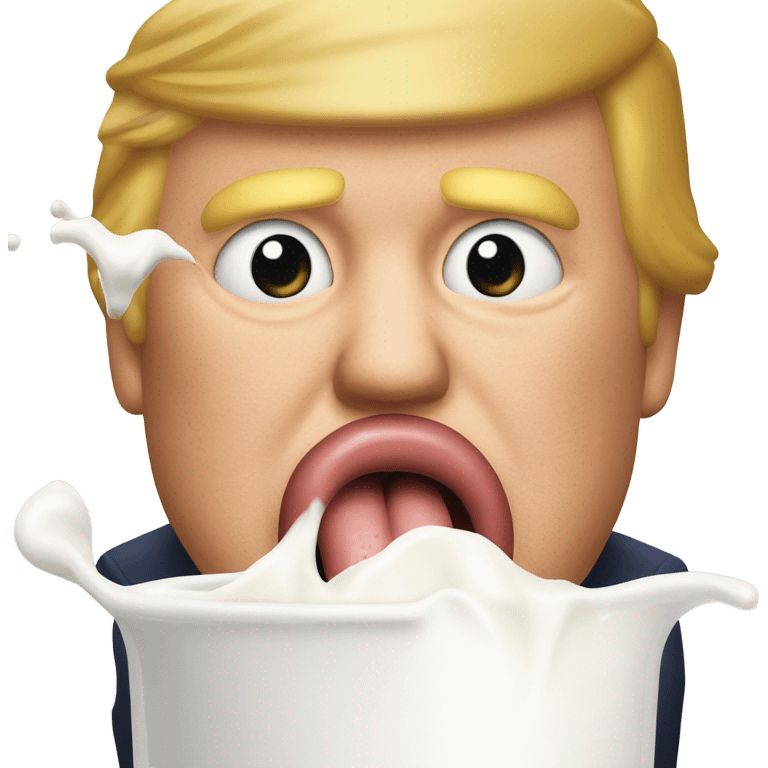 Donald trump drinking milk from a sausage and getting milk all over his face emoji