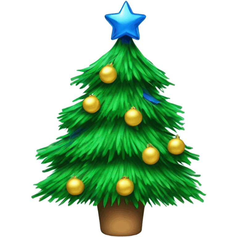 Christmas tree with blue tinsel emoji