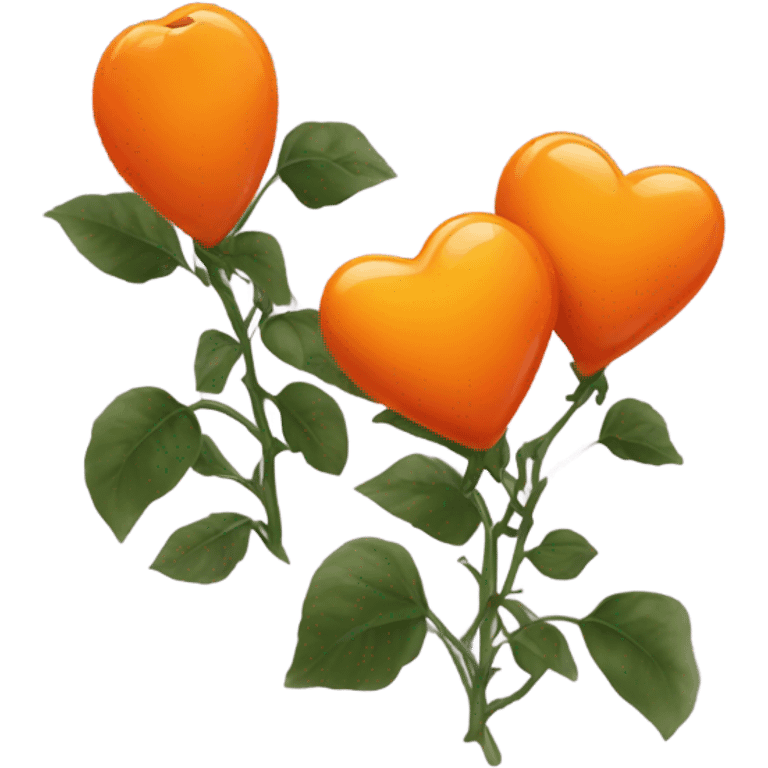 two orange hearts and orange roses emoji