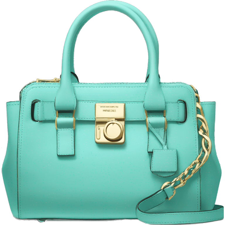 Realistic tiffany blue designer Michael kors satchel purse. emoji