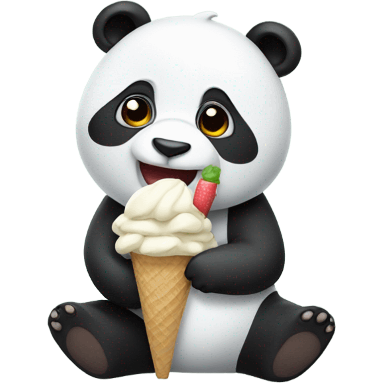 Panda eating ice cream emoji