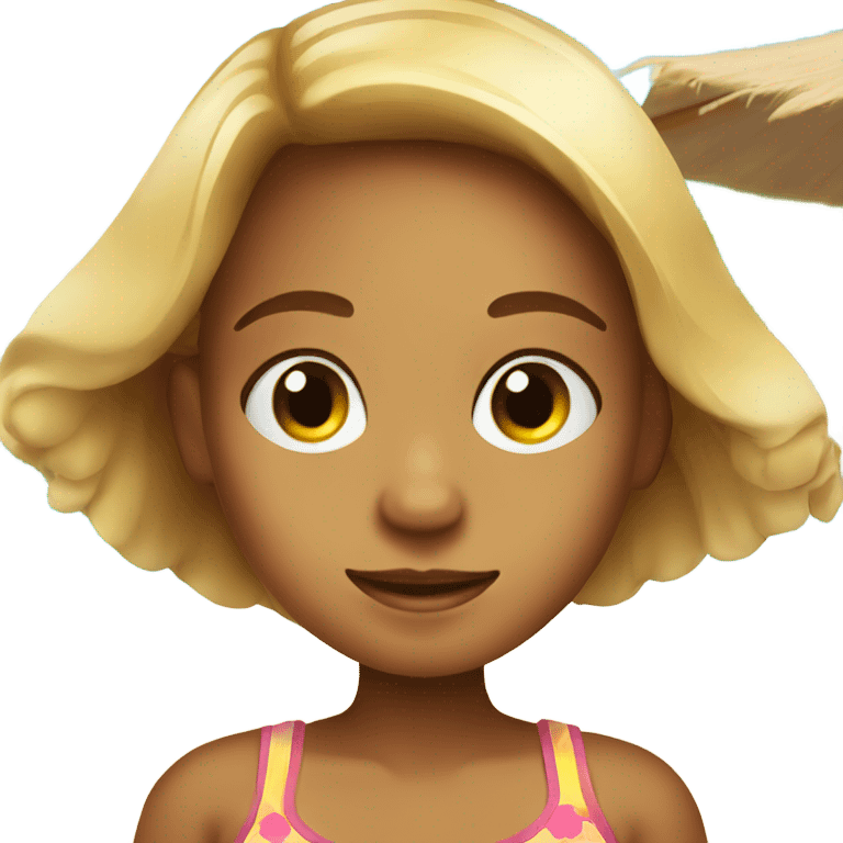 little girl on the beach in a sunbed emoji