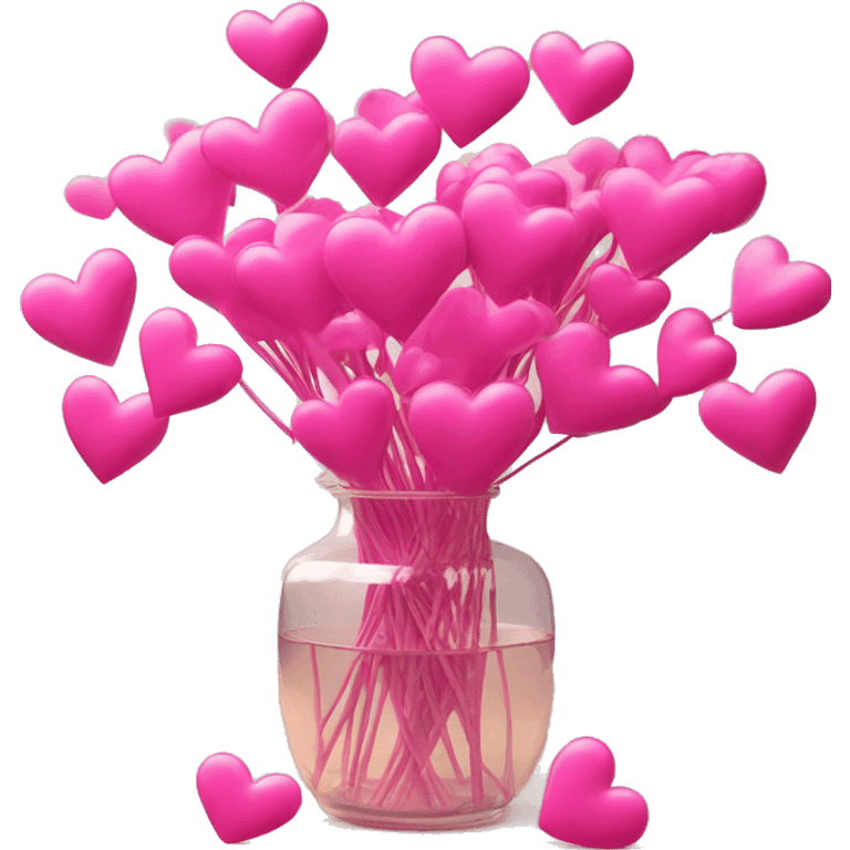 10000000 huge pink hearts on stems in a clear glass vase emoji