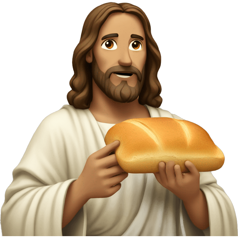 Jesus with a piece of bread emoji