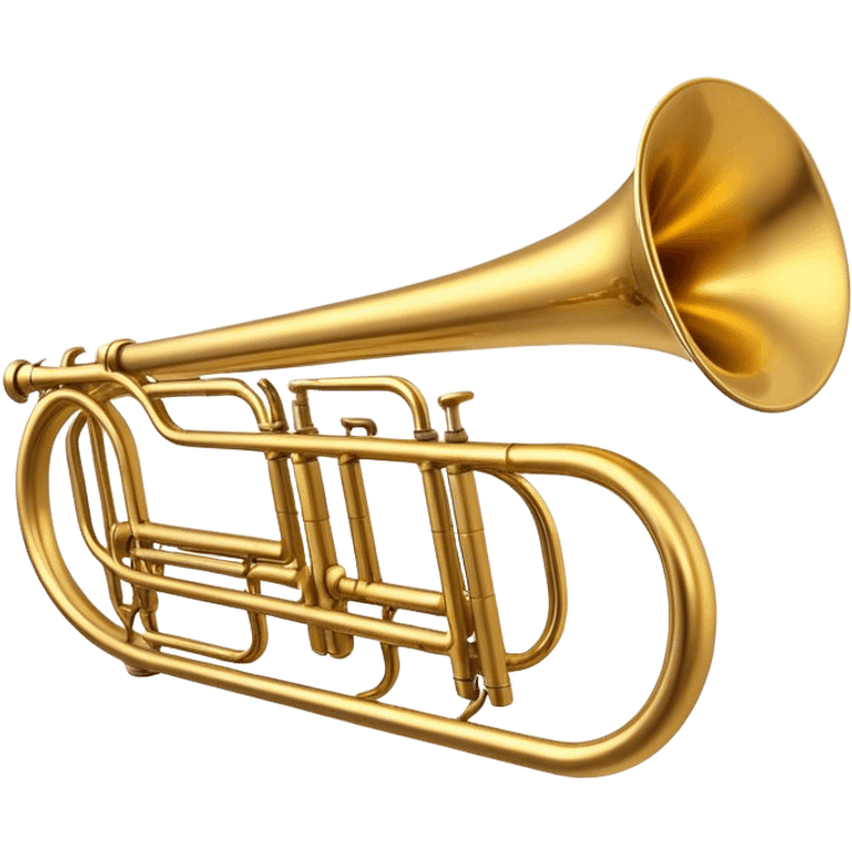 Cinematic Realistic Trombone, sleek brass slide extending dynamically, subtle scratches adding authenticity, warm golden reflections bouncing off the metal, glowing with a bold and resonant musical energy. emoji