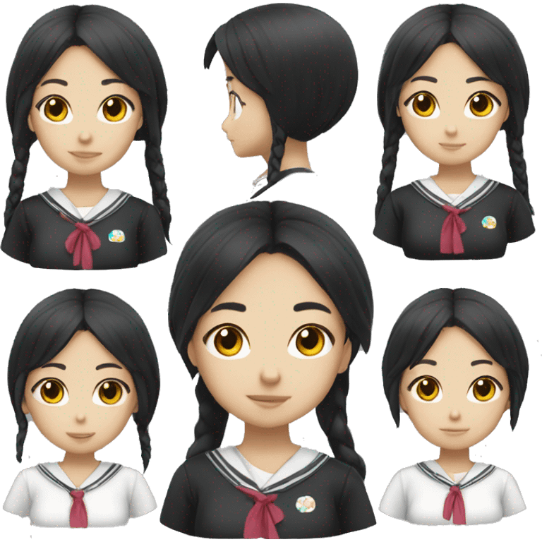 school girl-japanees-black hair emoji