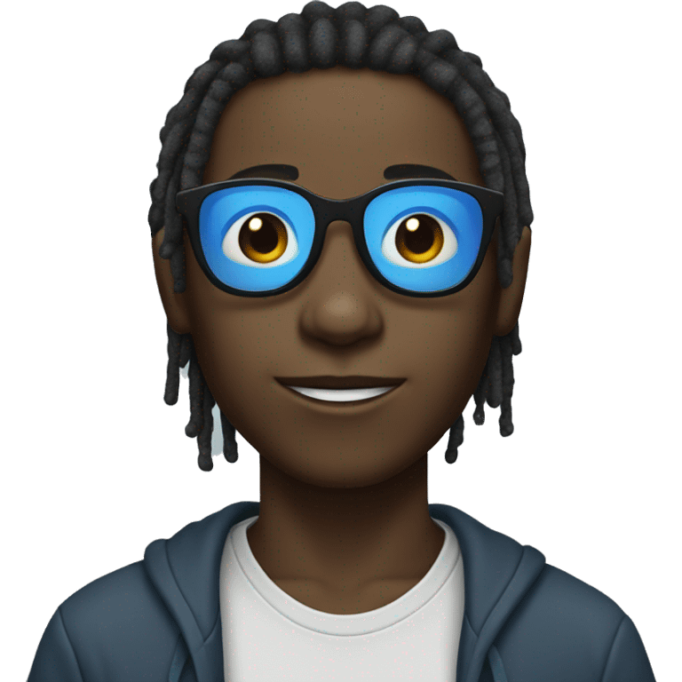 Black kid with blue glasses and short dreads emoji