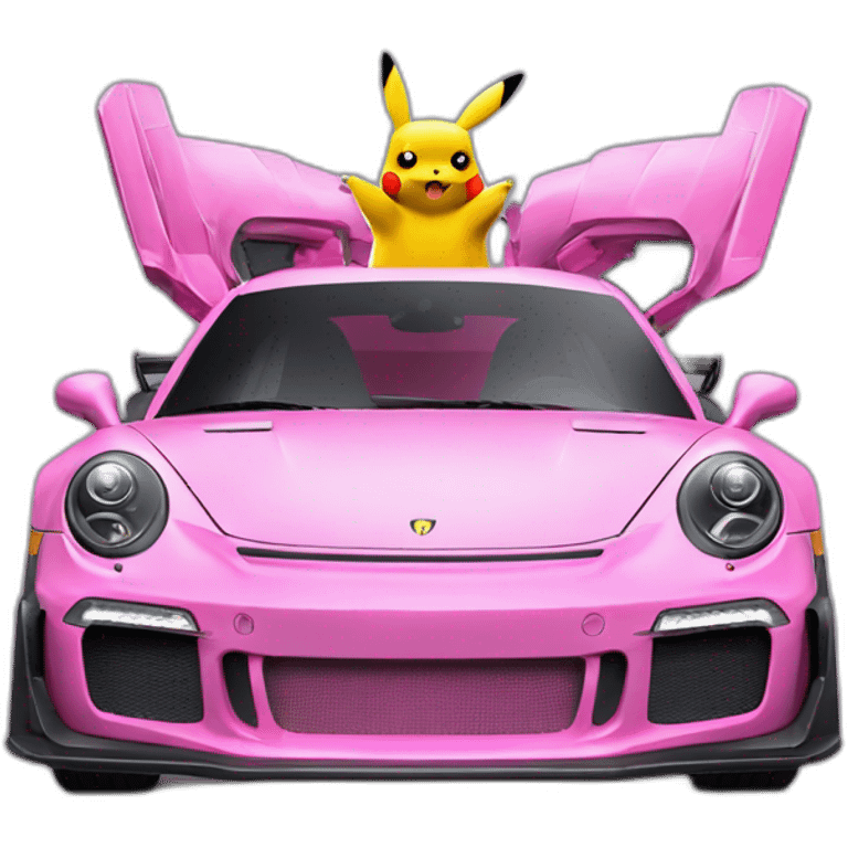 Pikachu holding a pink gt3rs emoji