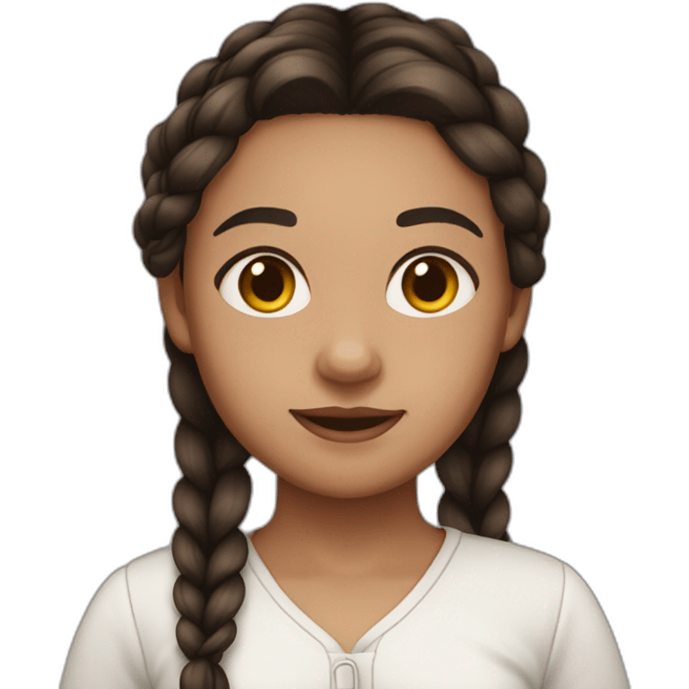 girl with medium toned skin and dark hair in a long braid emoji